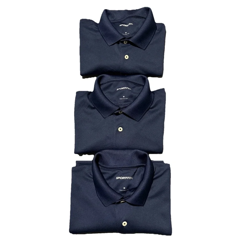 Sport-Tek® Dri-Mesh® Polo Mens Navy Blue M Performance Golf Cool Dry Lot Of 3‎